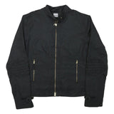 NIKE Girls Black Zip Up Sports Polyester Blend Jacket L Plain Lightweight