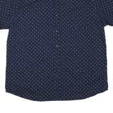 LEE Mens Navy Blue & Red Patterned Cotton Blend Shirt 2XL Short Sleeve Button