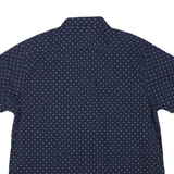 LEE Mens Navy Blue & Red Patterned Cotton Blend Shirt 2XL Short Sleeve Button
