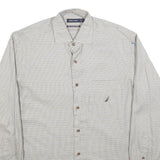 NAUTICA Mens White & Grey Checked Cotton Blend Shirt M Classic Button-Up