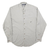NAUTICA Mens White & Grey Checked Cotton Blend Shirt M Classic Button-Up