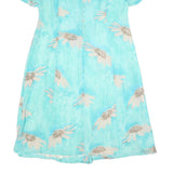 TULLO Womens Blue Floral Day Dress Woven Short Sleeve Knee Length XL Button