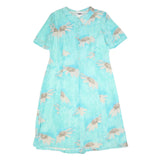 TULLO Womens Blue Floral Day Dress Woven Short Sleeve Knee Length XL Button