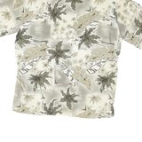 CAMPIA Mens Beige & Brown Rayon Hawaiian Shirt L Short Sleeve Tropical Print