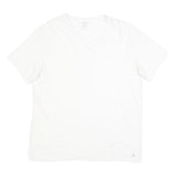 CALVIN KLEIN Mens White V-Neck T-Shirt XL Plain Cotton Blend Casual Summer