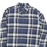 CHAPS Mens Blue Black & White Check Long Sleeve Shirt L Cotton Blend