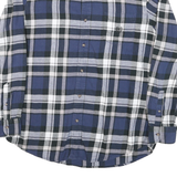 CHAPS Mens Blue Black & White Check Long Sleeve Shirt L Cotton Blend