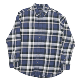 CHAPS Mens Blue Black & White Check Long Sleeve Shirt L Cotton Blend
