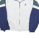 NIKE Mens White & Navy Colourblock Zip Jacket S Polyester Blend Retro Sportswear