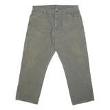 DICKIES Mens Regular Fit Straight Leg Denim Olive Cotton Blend W38 L30 Workwear