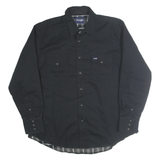 WRANGLER Mens Black Cotton Blend Button Jacket XL Shirt Style Classic Fit