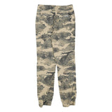JOHN BANER Womens Cotton Blend Beige Camouflage Slim Drawstring Trousers W26 L28
