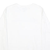 CHAMPION Mens White Graphic T-Shirt M Long Sleeve Crew Neck Cotton Blend Logo