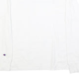 CHAMPION Mens White Graphic T-Shirt M Long Sleeve Crew Neck Cotton Blend Logo