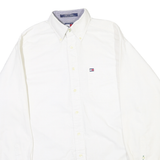 TOMMY HILFIGER Mens White Button-Down Shirt S Classic Cotton Blend Long Sleeve