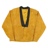 PADMA Mens Yellow & Black Leather Button Jacket XL Suede Outerwear