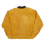 PADMA Mens Yellow & Black Leather Button Jacket XL Suede Outerwear