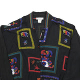 NINO WONG Womens Black Rayon Artistic Print Jacket XL Button Closure Lightweight
