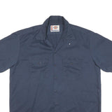 DICKIES Mens Blue Shirt XL Workwear Cotton Blend Button Pocket Casual
