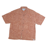 BERMUDA BAY Mens Brown & Beige Pattern Cotton Shirt L Casual Short Sleeve