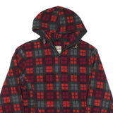 WOOLRICH Womens Red & Grey Check Hooded Zip Jacket S Polyester Blend Casual
