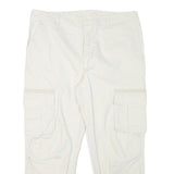 ASOS Mens White Relaxed Cargo Trousers W38 L27 Button Closure Casual Lightweight