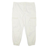 ASOS Mens White Relaxed Cargo Trousers W38 L27 Button Closure Casual Lightweight