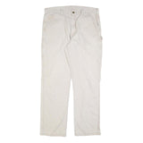 CARHARTT Mens Cotton Blend White Relaxed Straight Trousers W38 L34 Workwear Zip