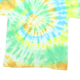GILDAN Mens Blue & Yellow Tie Dye T-Shirt L Short Sleeve Crew Neck Cotton Blend