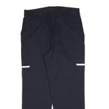 Mens Cotton Blend Regular Fit Navy Blue Trousers W38 L32 Workwear Zip Closure
