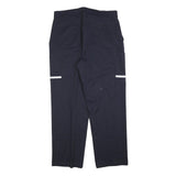 Mens Cotton Blend Regular Fit Navy Blue Trousers W38 L32 Workwear Zip Closure