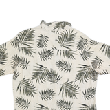 AXCESS Mens Cream & Green Leaf Print Short Sleeve Shirt L Cotton Blend Summer