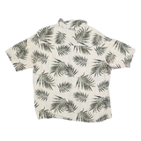 AXCESS Mens Cream & Green Leaf Print Short Sleeve Shirt L Cotton Blend Summer