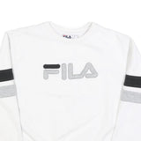 FILA Womens White & Black Sweatshirt Crew Neck L Cotton Blend Logo Pullover