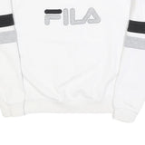 FILA Womens White & Black Sweatshirt Crew Neck L Cotton Blend Logo Pullover