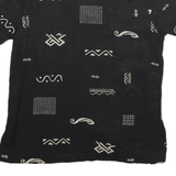 TEDDI Womens Black & Cream Rayon Shirt S Abstract Print Short Sleeve Summer