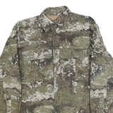 Mens Green Camouflage Cotton Shirt S Military Style Button Up Casual Outdoor