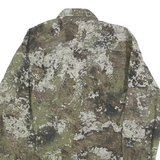 Mens Green Camouflage Cotton Shirt S Military Style Button Up Casual Outdoor