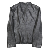 PUNTO NERO Womens Black Leather Zip Jacket M Plain Stylish Classic Outerwear