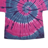 GILDAN Mens Blue & Pink Tie Dye Graphic T-Shirt XL Crew Neck Short Sleeve Retro
