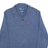 POLO RALPH LAUREN Mens Blue Plain Pullover Jumper Crew Neck Cotton M Classic