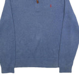 POLO RALPH LAUREN Mens Blue Plain Pullover Jumper Crew Neck Cotton M Classic
