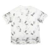 Mens White & Black Thailand Beach Print Cotton Blend Shirt XL Casual Holiday
