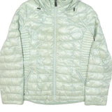 CALVIN KLEIN Womens Pale Green Quilted Jacket L Polyester Blend Hooded Zip