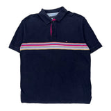 Tommy Hilfiger Striped Polo Shirt - Large Navy Cotton