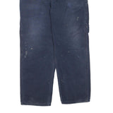CARHARTT Mens Cotton Blend Blue Regular Straight Trousers W38 L32 Workwear Zip