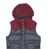 PATAGONIA Womens Burgundy & Grey Hooded Puffer Button Jacket S Polyester Blend