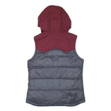 PATAGONIA Womens Burgundy & Grey Hooded Puffer Button Jacket S Polyester Blend
