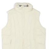 WOOLRICH Womens White Quilted Zip Jacket M Polyester Blend Sleeveless Puffer
