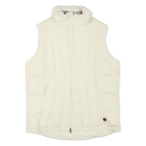WOOLRICH Womens White Quilted Zip Jacket M Polyester Blend Sleeveless Puffer